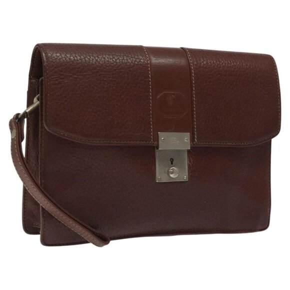 Burberrys Clutch Bag Leather Brown Auth ti2967 - Picture 1 of 16